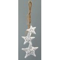 Hvězdičky bílé s glitrem z proutí závěs 5x6x8 cm