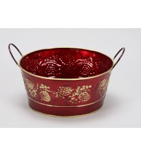 Obal plechový tm. červený zlatý dekor 17,5*8,5 cm