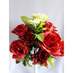 Gerbera a růže kytice tm. červená 50 cm