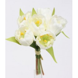 Tulipán kytice vázaná krémová 20 cm