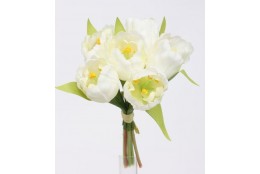 Tulipán kytice vázaná krémová 20 cm