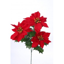 Poinsettie kytička x3 červená 55 cm