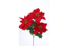Poinsettie kytička x3 červená 55 cm