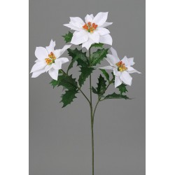 Poinsettie kytička x3 bílá 55 cm