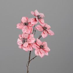 Poinsettie sv. růžová ledová s glitrem 69 cm