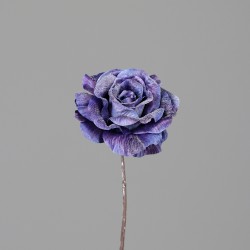 Růže modro-fialová ledový vzhled s glitrem 45 cm