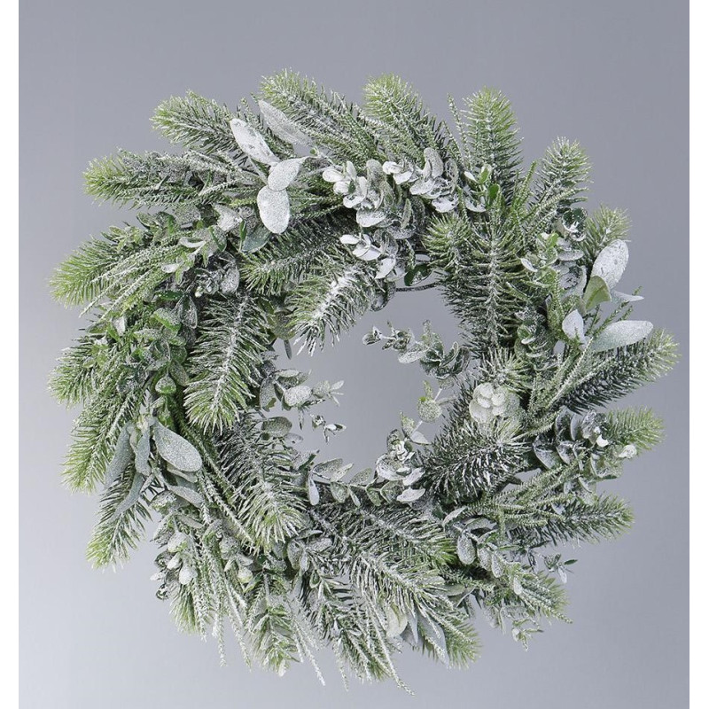 Věnec chvojí eucalyptus zasněžený