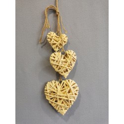 Srdíčka závěsná žlutá z proutí 6/8/10 cm
