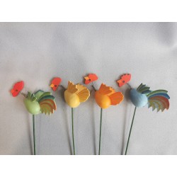 Kohoutek a slepička na tyčce 4 ks