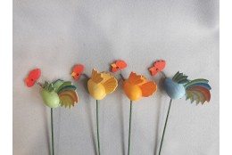 Kohoutek a slepička na tyčce 4 ks