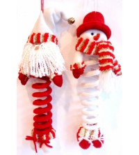 Santa a sněhulák na spirále 25 cm