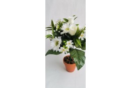 Kytice růže, gerbera bílá 35 cm