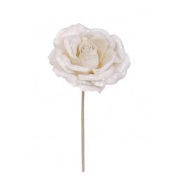 Růže krémová s glitrem 32 cm