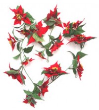 Poinsettie girlanda červeno-zelená 135 cm