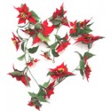 Poinsettie girlanda červeno-zelená 135 cm