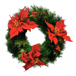 Věnec zdobený 3 poinsettie Ø 30 cm