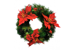 Věnec zdobený 3 poinsettie Ø 30 cm