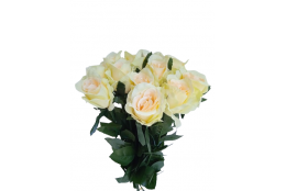 Růže kytice (12ks) krémovo-zelená 65 cm