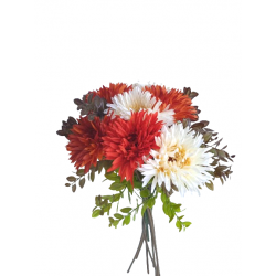 Gerbera kytice 9 ks hnědo-oranžovo-krémová s přízdobou 57 cm