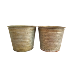 Kbelíček 2 ks plechový s patinou 14*16*11,5 cm