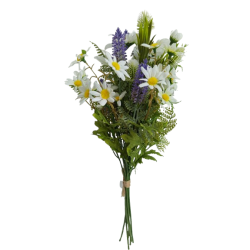 Kytice vázaná z lučních květů bílá 50 cm